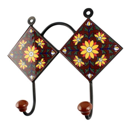 Sunflower Ceramic Tile Hook Online With Dark Brown
